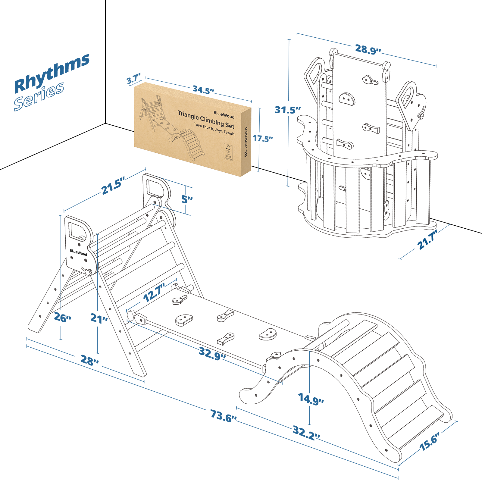 Dimensions of Rhythms- BlueWood® Pikler Triangle Set